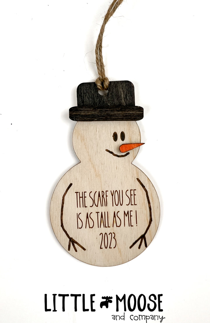 Ornament - Watch Me Grow-  Snowman Ribbon