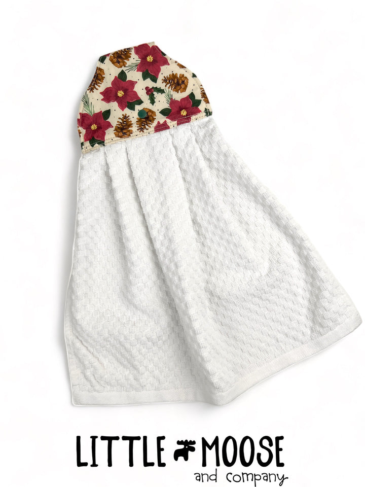 RTS - Hanging Towel - pinecones &amp; poinsettias