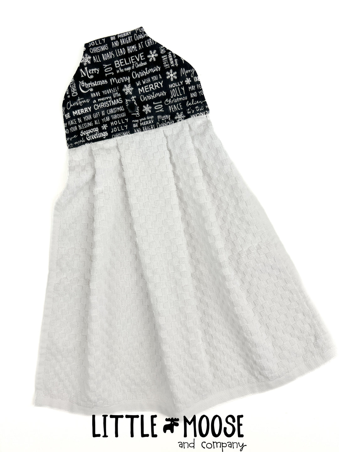 RTS - Hanging Towel - black Merry Christmas text