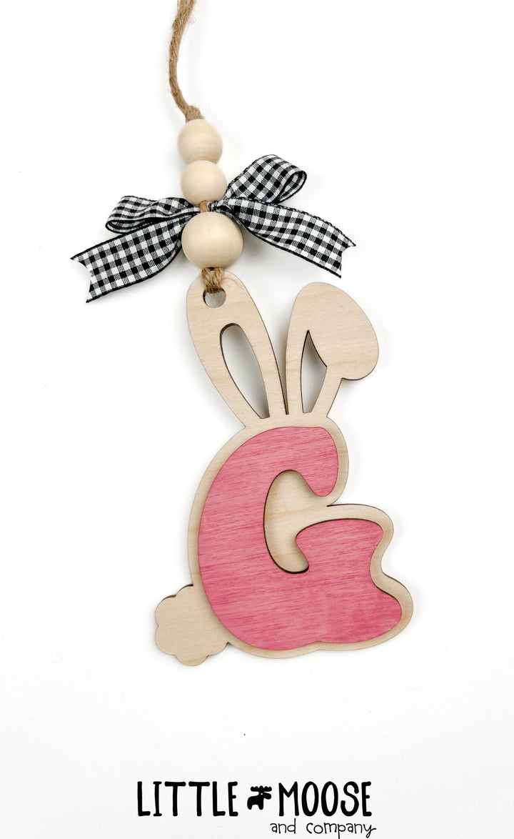 Tag - personalized bunny initial