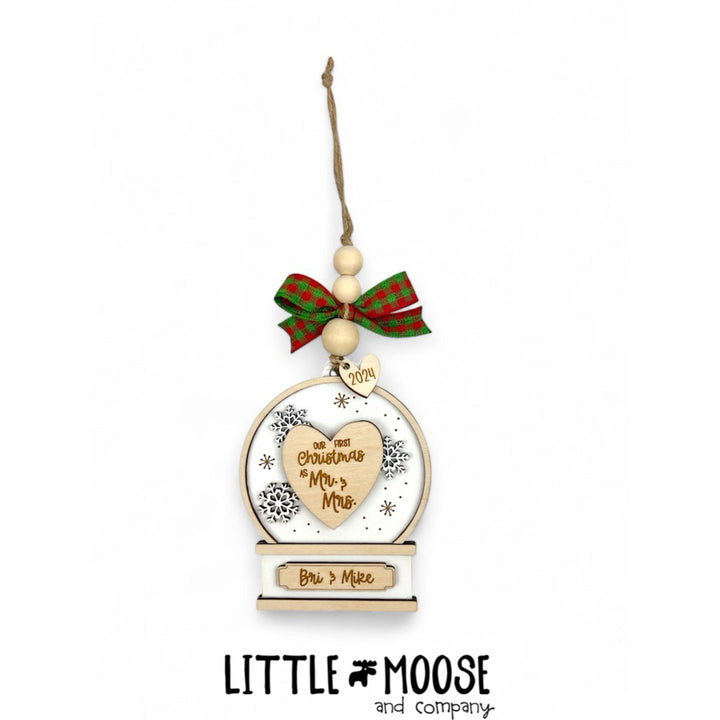 Ornament - Personalized snow globe First Christmas as Mr and Mrs