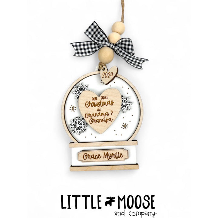 Ornament - Personalized snow globe First Christmas as Grandma &amp; Grandpa