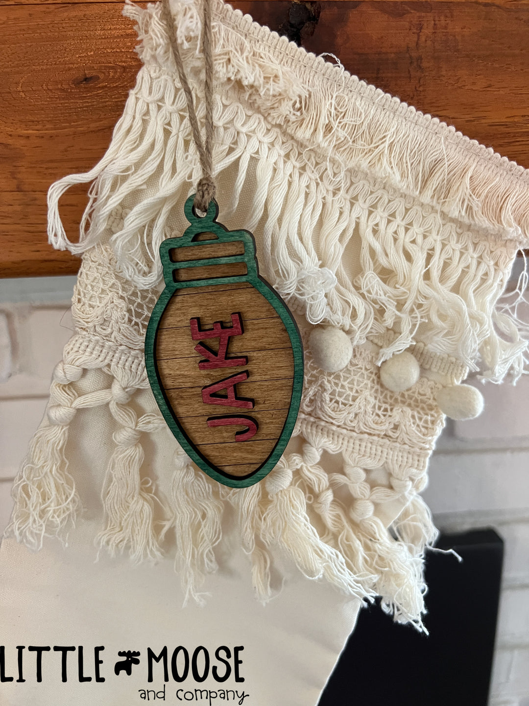 Stocking Tag or Ornament - personalized christmas bulb