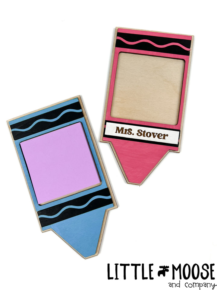 sticky note holder - crayon shaped
