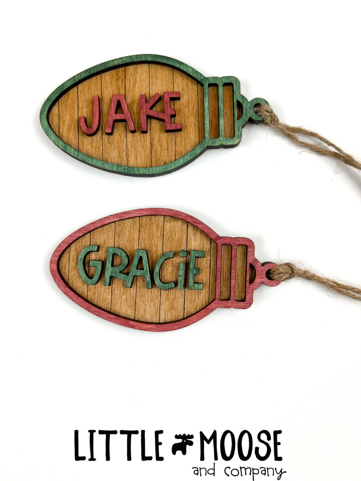 Stocking Tag or Ornament - personalized christmas bulb